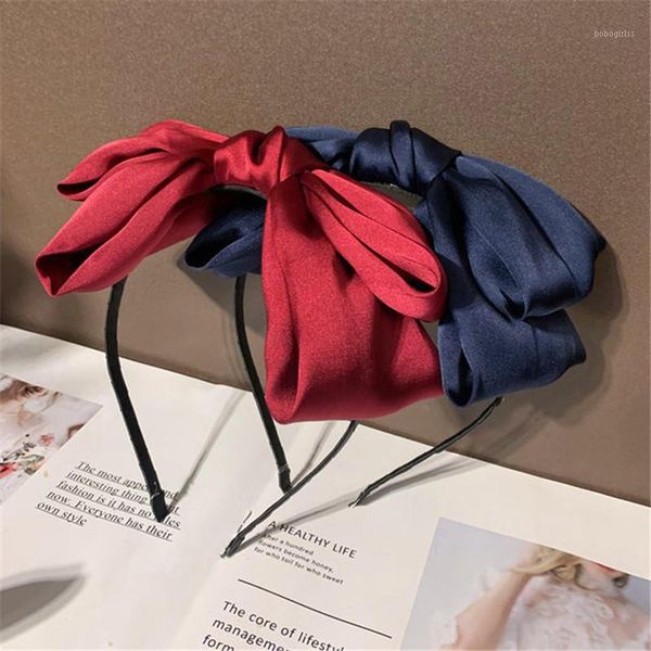 

korean headband oversized bow knotted hairbands solid hair accessories cute girls daisy wave point print hoop headwear1