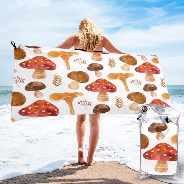 

towel ultralight compact quick drying watercolor mushroom pattern microfiber camping hiking hand face outdoor travel kits