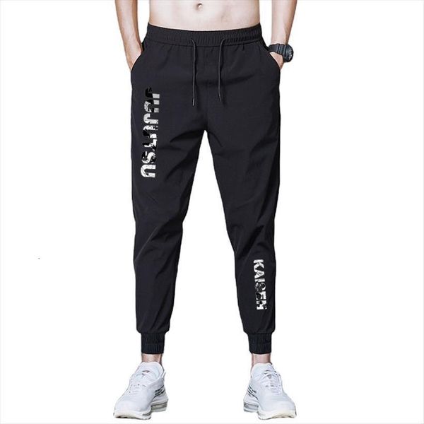 

loose sport jujutsu kaisen casual women pant tie feet long elastic waist quick dry sweatpants trousers, Black