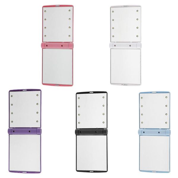 

compact mirrors portable make-up cosmetic folding mirror with 8 led lights