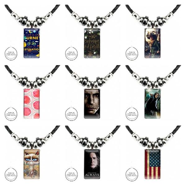 

pendant necklaces funny severus snape rated for women men party jewelry with steel plated glass cabochon choker long rectangle black, Silver