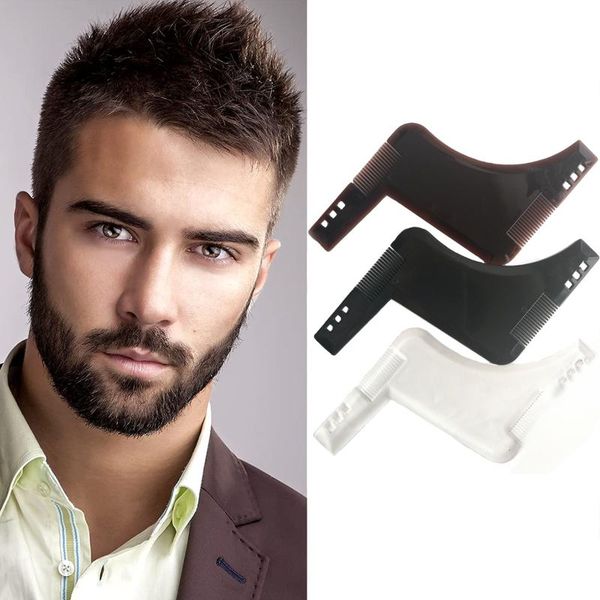 

hair brushes 1pc template beard shaping comb perfect line up edging for men's jaw cheek neck salon styling tool, Silver