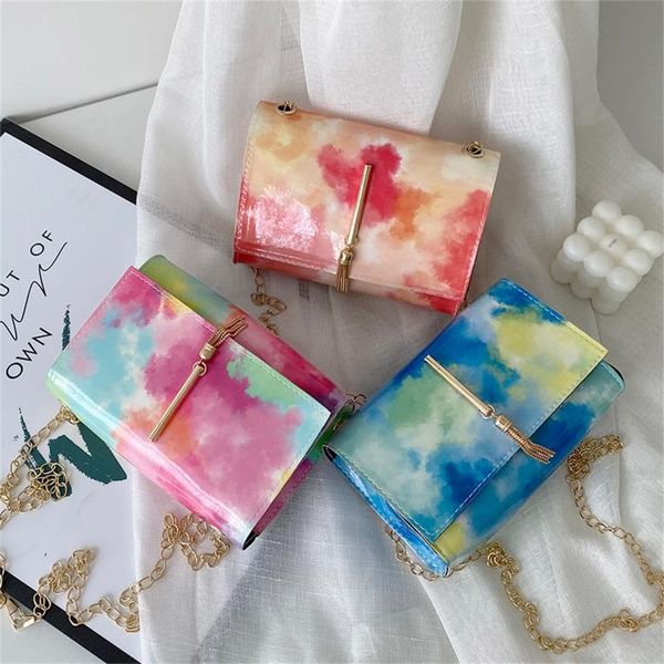 

waist bags 25#women with trend 2021 tie dye bag tassel designer shoulder crossbody female handbags flap purses