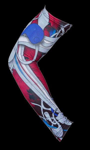 

elbow & knee pads 2 pieces brand arm sleeves men skull printing cool breathable anti-uv outdoor sport basketball riding sleeve cover, Black;gray