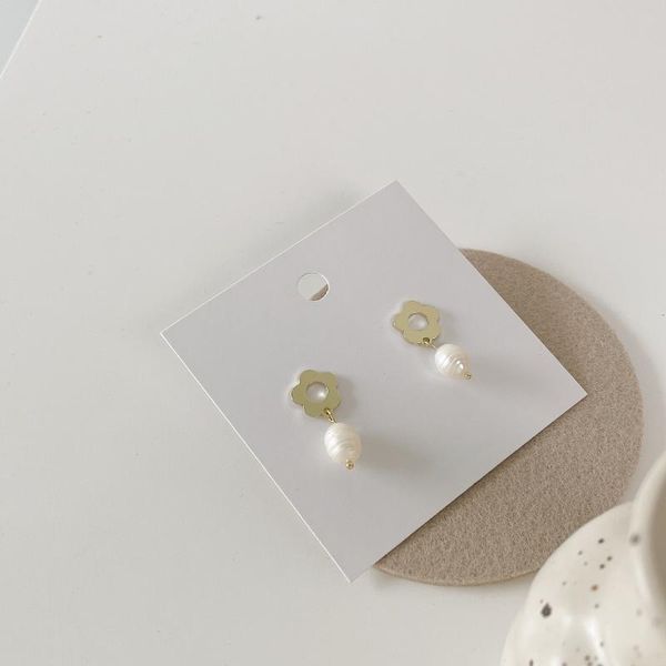 

stud sweet jewelry freshwater pearls earrings elegant style metal golden plating geometric beads drop for women gifts, Golden;silver