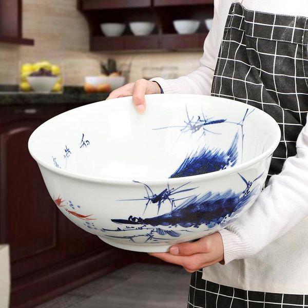 

bowls for restaurants el home tableware minimalist blue and white porcelain ramen seafood fish steak salad soup super large bowl