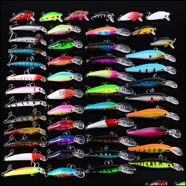

baits & lures fishing sports outdoors 48pcs bass kit set ater minnow crankbait pencil vib swimbait for pike saltwater and freshwater dro
