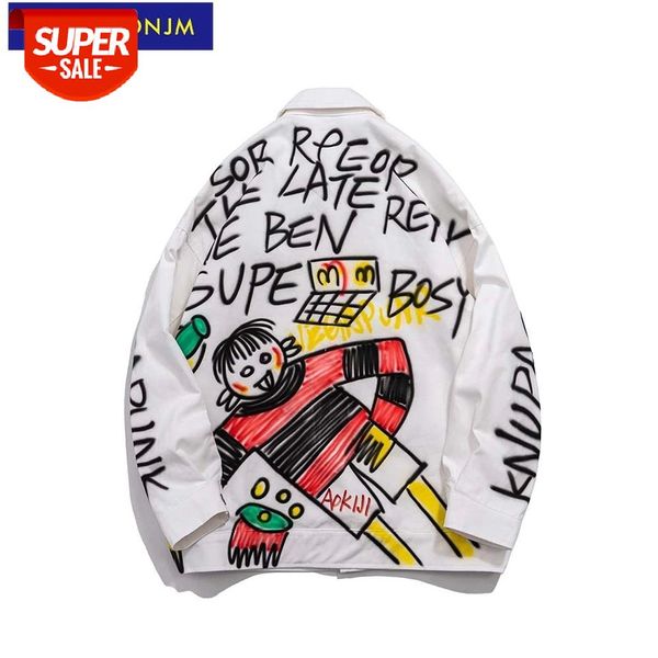 

uncledonjm graffiti mens jacket hip hop hand-painted fashion clothing trends japanese men zb-21062 #u17t, White;black
