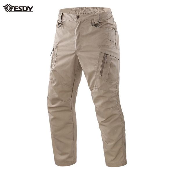 

men's pants esdy tactical camouflage military us army cargo work clothing combat uniform paintball multi pockets clothes knee, Black