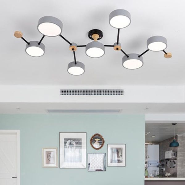 

ceiling lights modern designer 220v led chandelier with gray metal lampshade for living room white iron mounted home lighting