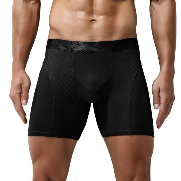 

one-piece suits men lengthen boxer seamless shorts bulge pouch briefs underwear workout fitness sportswear men's panties large size sof