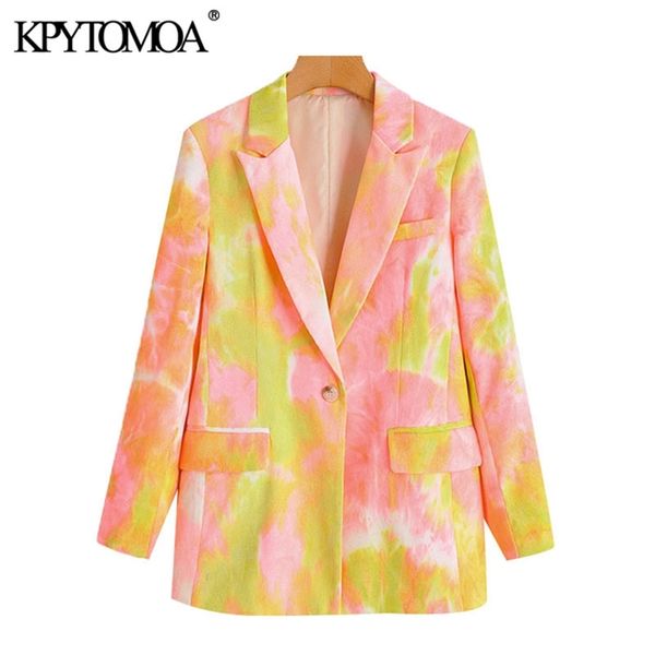 

women fashion tie-dye print corduroy blazers coat vintage long sleeve pockets female outerwear chic 210421, White;black