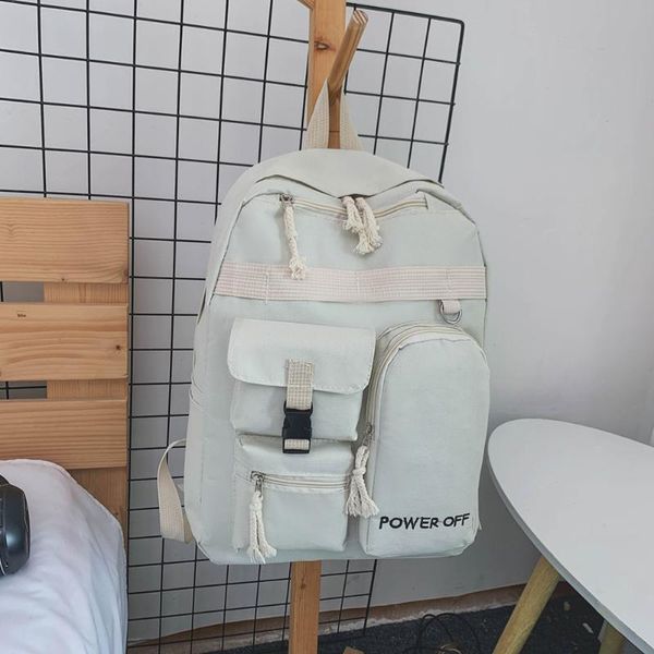 

backpack fashion women canvas solid color shoulder bag large capacity handbags preppy college style knapsack
