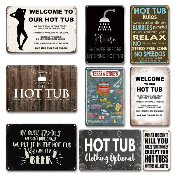 

funny welcome to our tub metal poster tin sign vintage bathroom wall decorative metal plate tub bar beer room signs