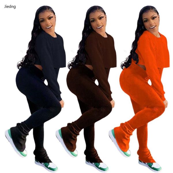 

women's two piece pants 2021 autumn and winter solid color casual hedging short pleated trousers two-piece suit, White