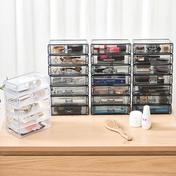 

drawer type cosmetic storage box jewelry finishing skin care deskdressing table plastic transparent shelf boxes & bins