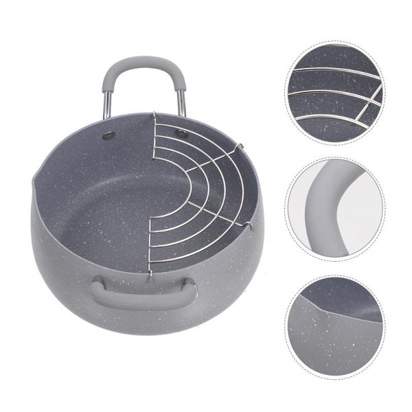 

pans 1pc practical mini chicken frying pot durable pan with drain rack