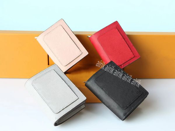 

m80151 cla clear wallet m80152 four color designer women's emprete leather short compact zipper coin credit card clip key bag with box, Red;black