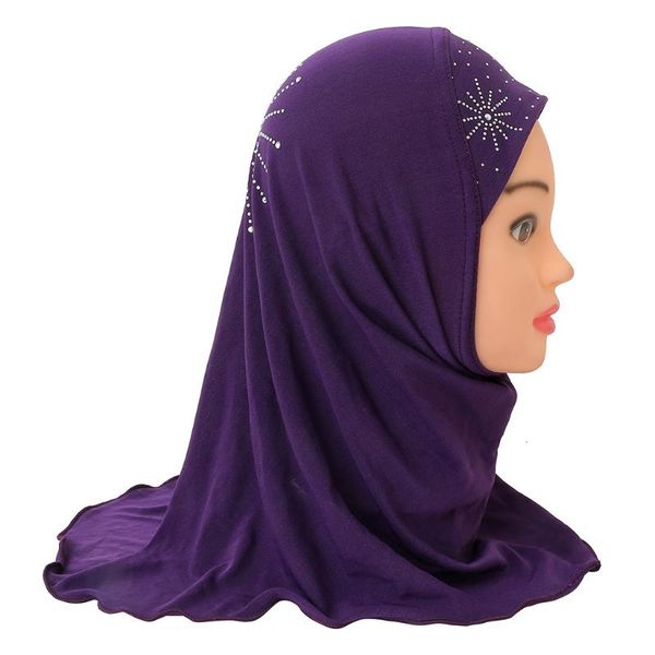 

ethnic clothing muslim small girl amira hijab rhinestone instand shawl islamic girls neck full cover head wrap cap ramadan prayer hat pull o, Red