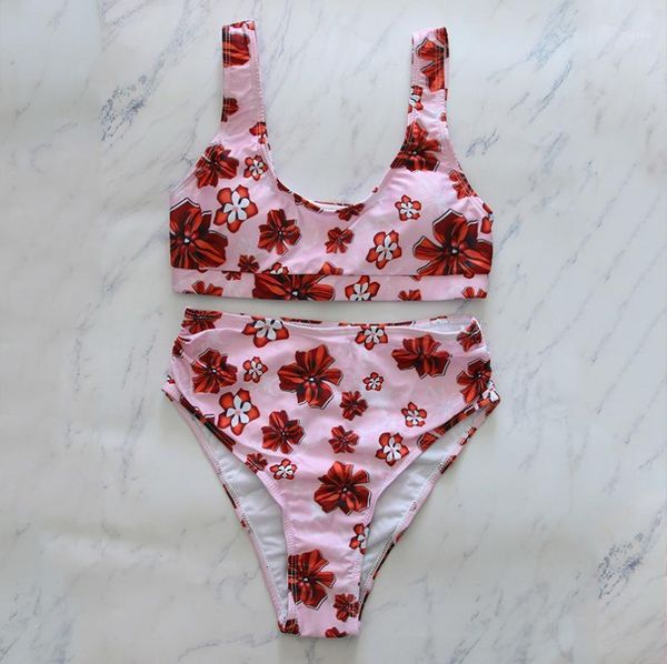 

women's swimwear floral print bikinis women push up bikini set high waist bathing suit swimsuit maillot de bain swimming biquini, White;black