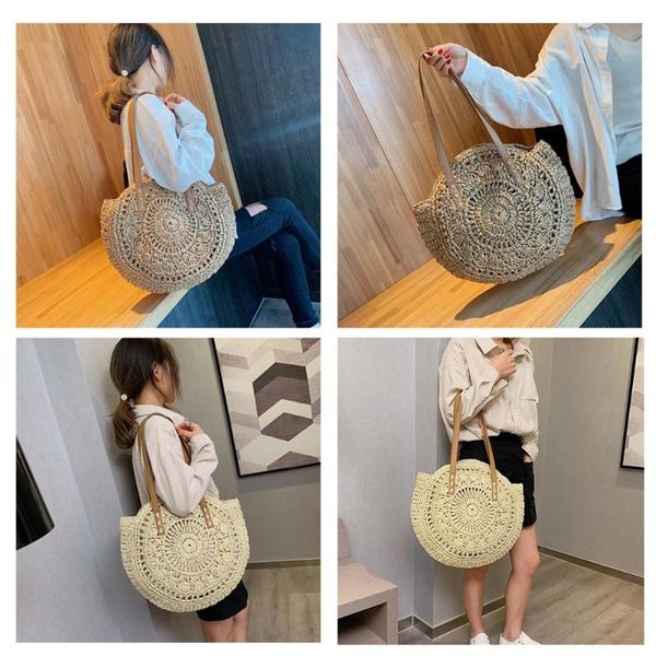 

duffel bags women shoulder bag fashion straw handbag for outdoor shopping travel woven bohemia