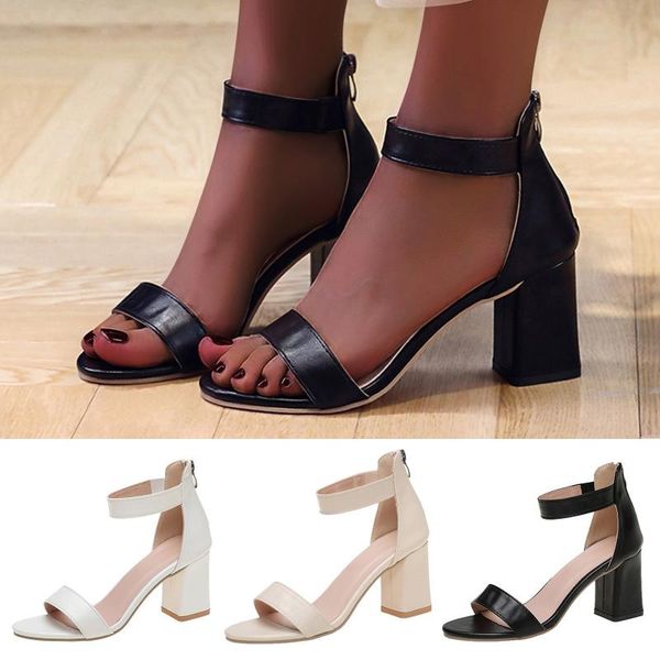 

dress shoes women's sandals fashion casual breathable chunky high heels fish mouth buckle foreign trade leisure slippers #41, Black