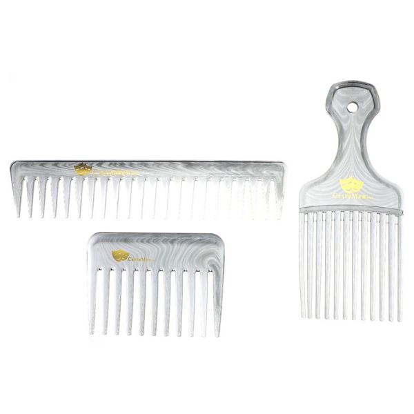 

hair brushes 3pcs barber hairdressing comb set large tooth pick wide, Silver