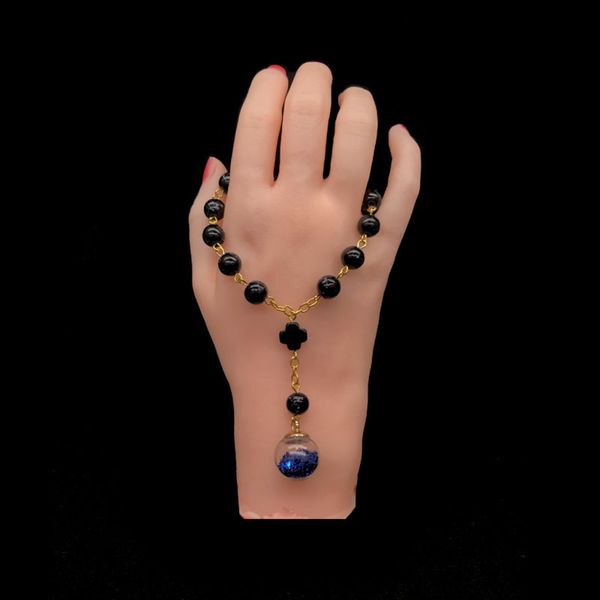 

hand catenary style fashion black glass bead pendant women's simple bracelet