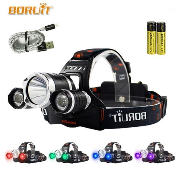 

uv 5000lm t6 led headlamp 3 modes high power headlight purple light for camping fishing 18650 battery head torch 4 color1