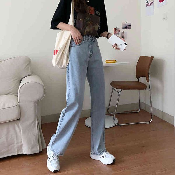

jeans lazy retro-light-colored korean style loose pants rubbing jeans, Blue