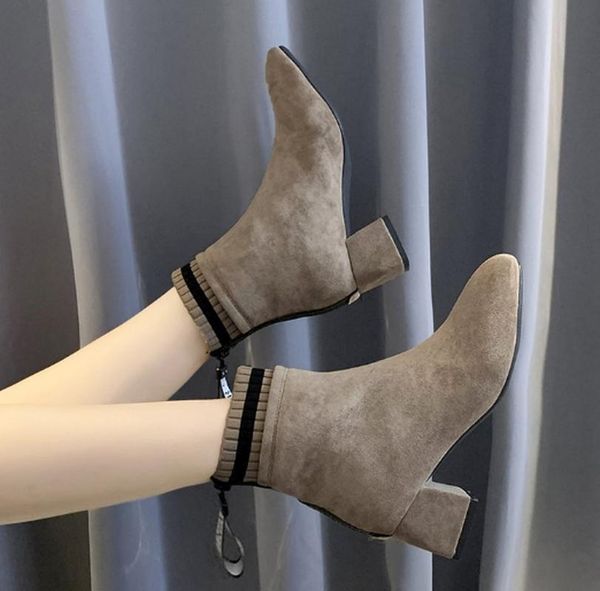 

boots chaussures femme zapatos mujer sapato short booties shoe women ankle mid heels autumn gladiator shoes woman k0107, Black