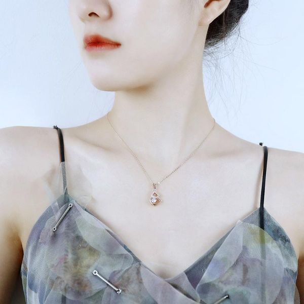 

pendant necklaces hong kong style fashion double d letter clavicle chain net red same trend zircon necklace female, Silver