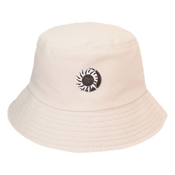 

wide brim hats foldable bucket hat sun and moon print summer streetwear fisherman outdoor cap men women, Blue;gray