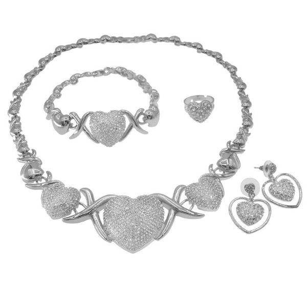 

earrings & necklace big love xo jewelry set wedding banquet festive silver plated z0036