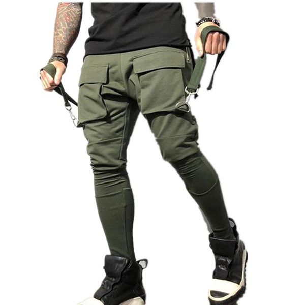 

running pants workout sweatpants casual elastic solid drawstring trousers men loose sports jogging zipper, Black;blue