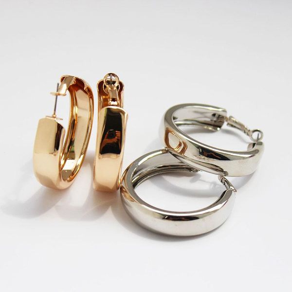

hoop & huggie gold color punk fashion 40mm diameter simple smal earrings for women statement brincos jewelry accessories gifts, Golden;silver
