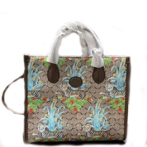 

2022 custom large tote bag cross body bags shoulder handbags wallet plain clutch open handbag leather canvas panels old flower and tiger pri