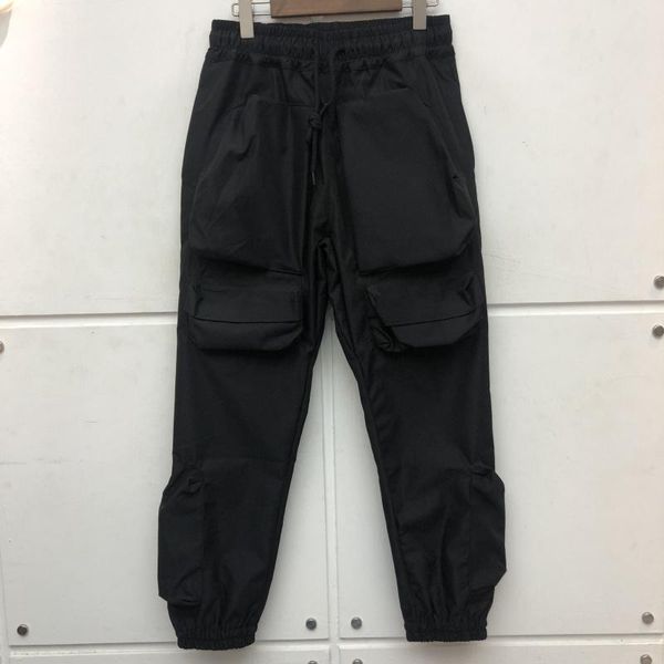 

men's pants 3d multiple pockets cargo men women joggers drawstring zipper sweatpants track trousers, Black