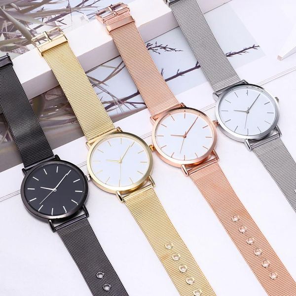 

wristwatches fashion exquisite mesh steel band retro strap quartz men's and women's watches rose gold romantic couple luxury watch, Slivery;brown