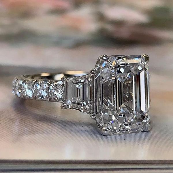

wedding rings caoshi modern style trendy bands for women brilliant crystal fashionable bridal accessories luxury female jewelry gift, Slivery;golden