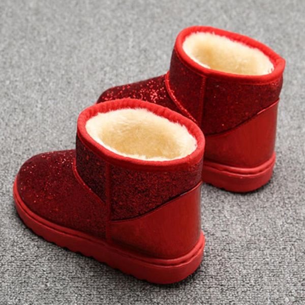 

autumn and winter children' snow boots girls sequin princess short baby cotton shoes, Black;grey