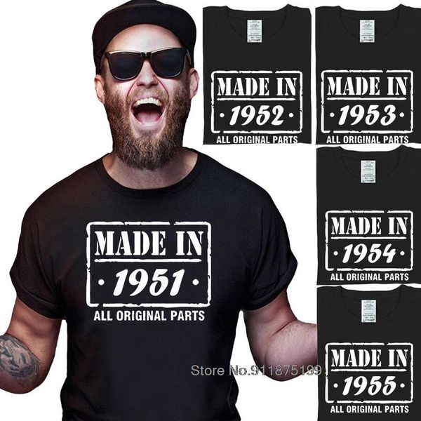 

men's t-shirts father's day gift in 1951 1952 1953 1954 1955 100% cotton retro tshirts male vintage daddy grandad tee man's, White;black