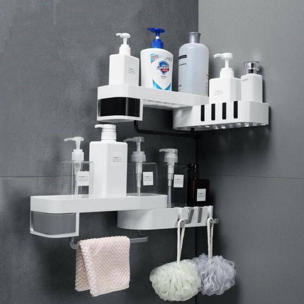 

bathroom storage & organization rack with hook makeup cosmetic shower organizer kitchen seasoning spice holder wall towel shelf
