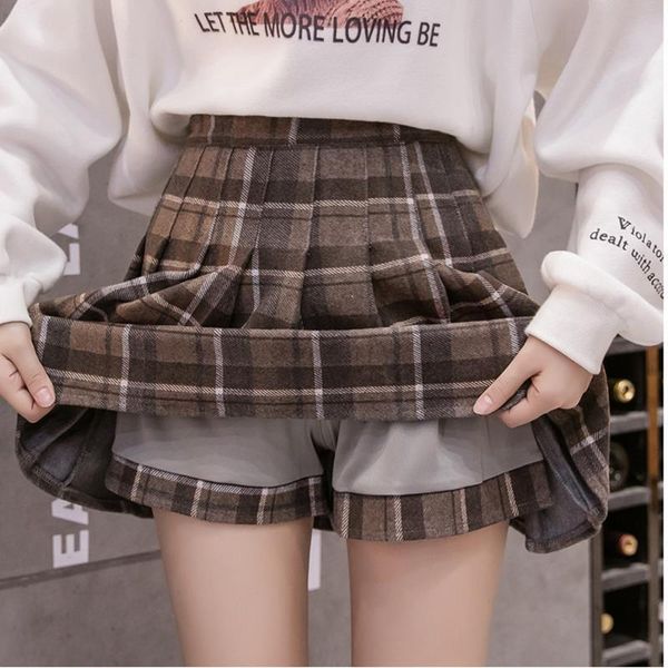 

skirts autumn/winter skirt female hairy 100 pleated college high-waisted fashion big size a-word beautiful, Black