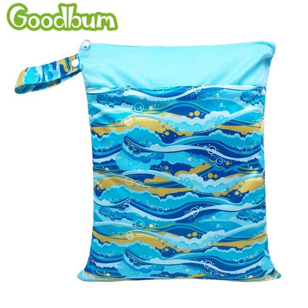 

diaper bags goodbum pul blue ocean wet bag baby waterproof cloth double pocket zippers print reusable nappy