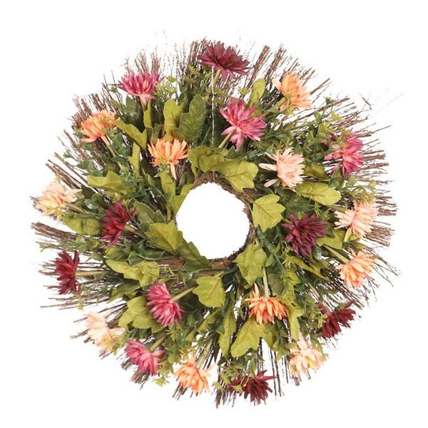 

sun woven autumn chrysanthemum wreath for front door window wall hanging weddings, parties, and home decorations decorative flowers & wreath