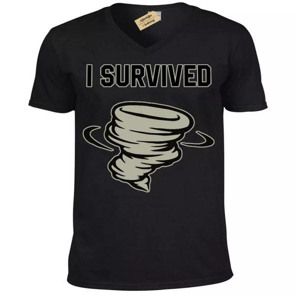 

i survived camiseta tornado huracÃ¡n hombre cuello en v, White;black
