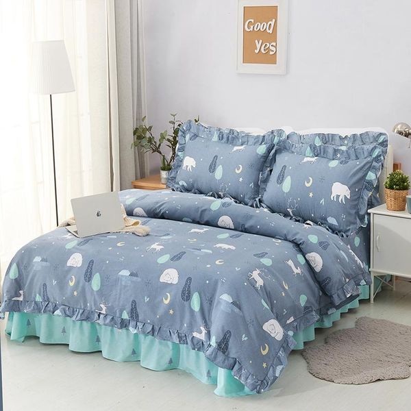 

bedding sets deer full  king lace 100%cotton set duvet cover pillowcase flat bed sheet bedspreads home el bedclothes bedroom