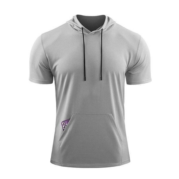 

men's t-shirts sport hooded running men t shirt fitness slim high elasticity breathable quick dry bodybuilding mens tshirt tee, White;black