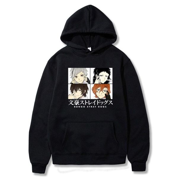 

men's hoodies & sweatshirts kawaii bungou stray dogs fashion pattern hoodie sweatshirt spring autumn men/women retro style, Black